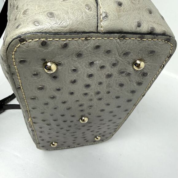 Dooney & Bourke Ostrich Embossed Leather Satchel Crossbody Gray Bag - Picture 11 of 16